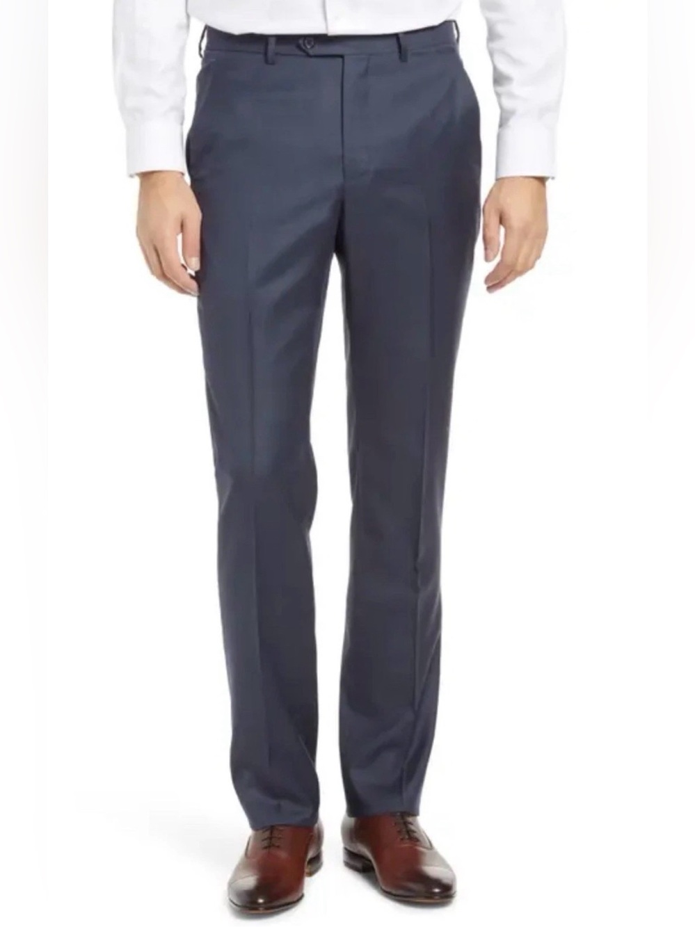 Santorelli Luxury Serge Romeo Flat Front Pants - Italy - Mens Size 48 Navy Blue
